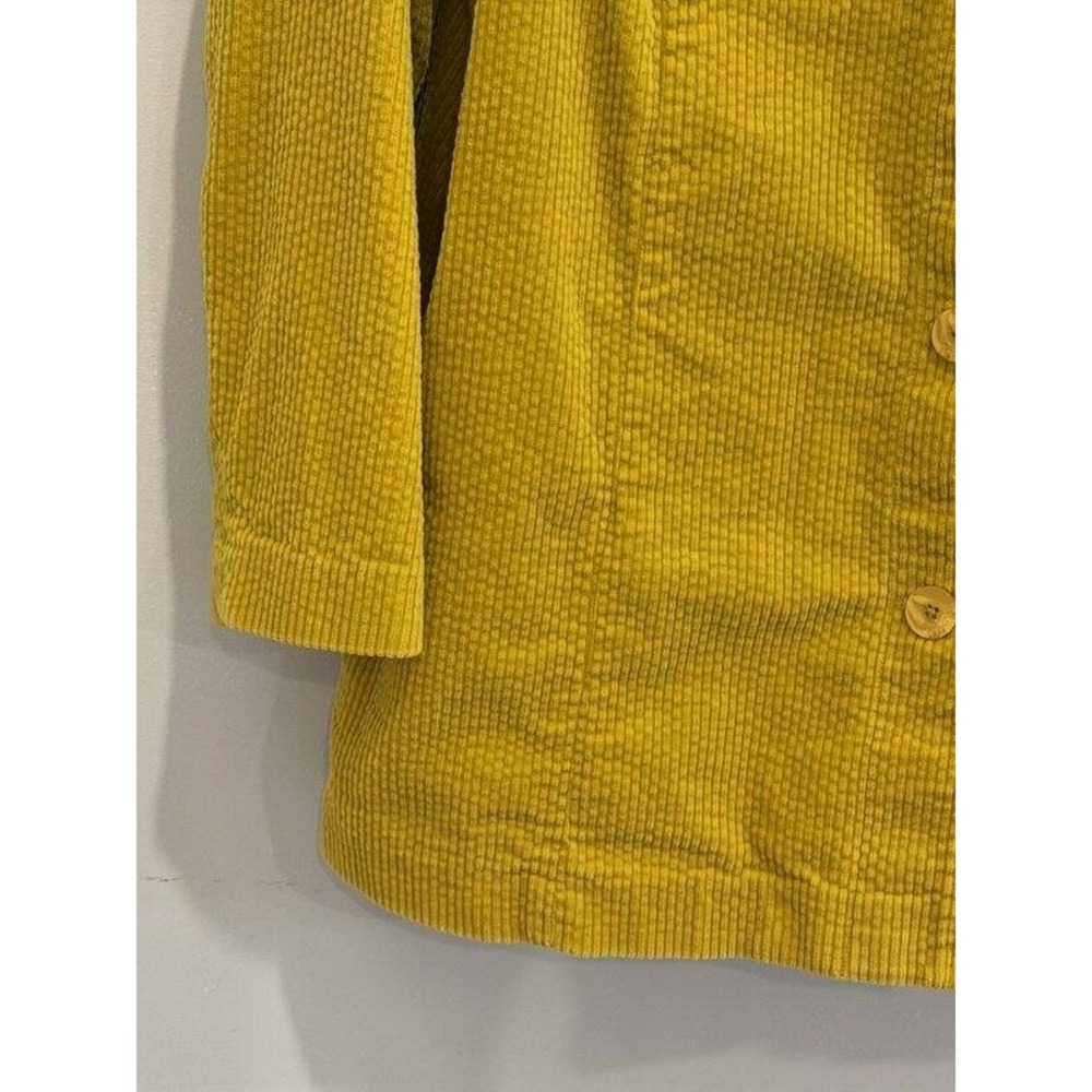 J Jill Chartreuse Corduroy Button Front Jacket Pleated Back Pockets Size L - Picture 4 of 11